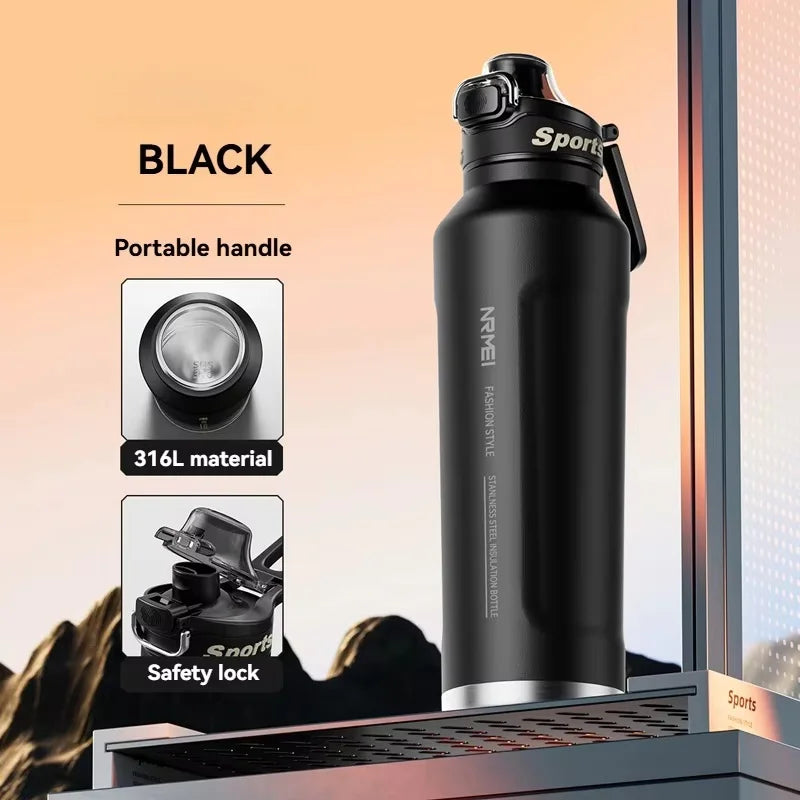 1L Insulated Water Bottle Stainless Steel Cold Hot Insulated Cup Vacuum Thermos Bottle Double Wall Flasks