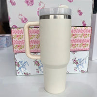 Stainless Steel Vacuum Insulated Car Cup with Dual Straw Lid, Thermal Icy Travel Handle 40oz New