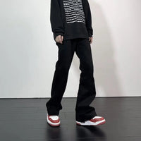 Black Jeans Men Casual Simple All-match Flare Sleeve Handsome Streetwear Daily Fashion Stretchy American Style Pantalon Homme
