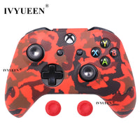 IVYUEEN Silicone Protective Skin Case for XBox One X S Controller Protector Water Transfer Printing Camouflage Cover Grips Caps