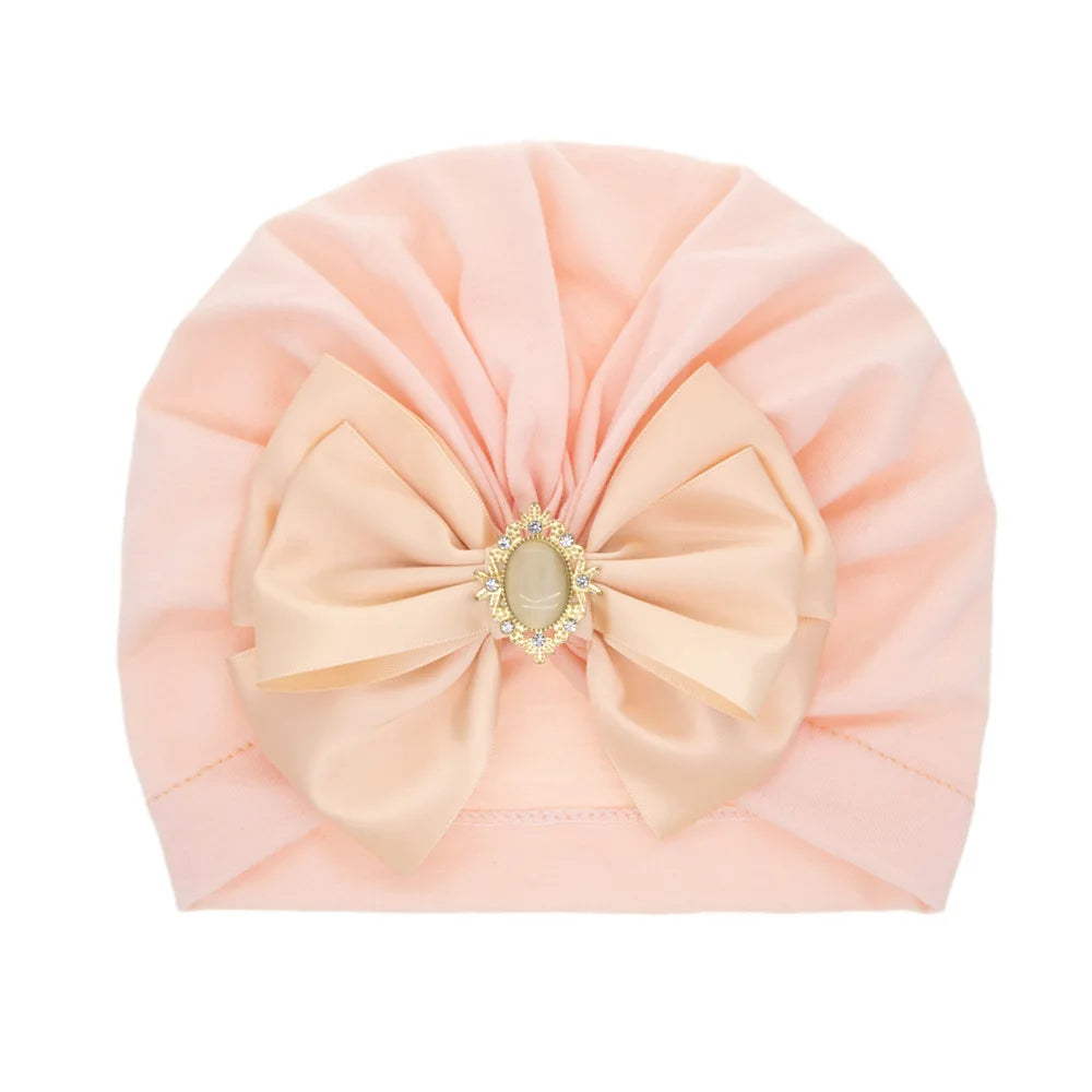 1 Pieces Children Print Baby Hat Kids Cap Newborn Girls Bowknot Diamond Photography Props Spring Autumn Beanie Infant Props