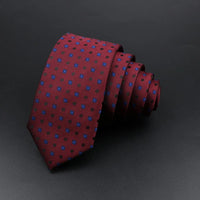 Men's Classic Skinny Stripe Necktie Red Navy Blue Ties Jacquard Woven Solid Plaid Dots Tie Daily Wear Cravat Wedding Party Gift