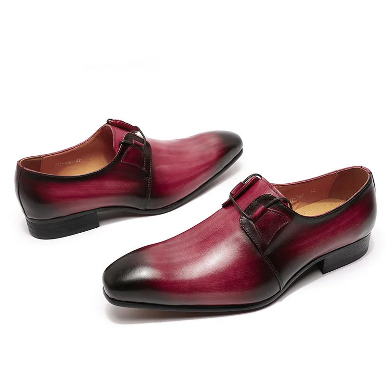 Business Casual Men's Shoes Size 38-47 Gradient Color Calfskin Leather Low Top Breathable Wear-Resistant Fashionable Shoes