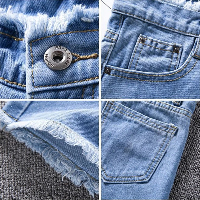 2023 Summer Woman High Haist Jeans Shorts Fashion Rough-edges Denim Short Pants Schoolgirl Casual Pants Blue Black White Jeans