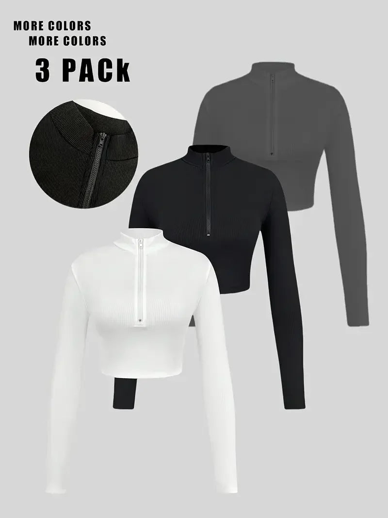 Hot-selling solid-color casual button-down round-neck T-shirts in autumn and winter, three-piece set
