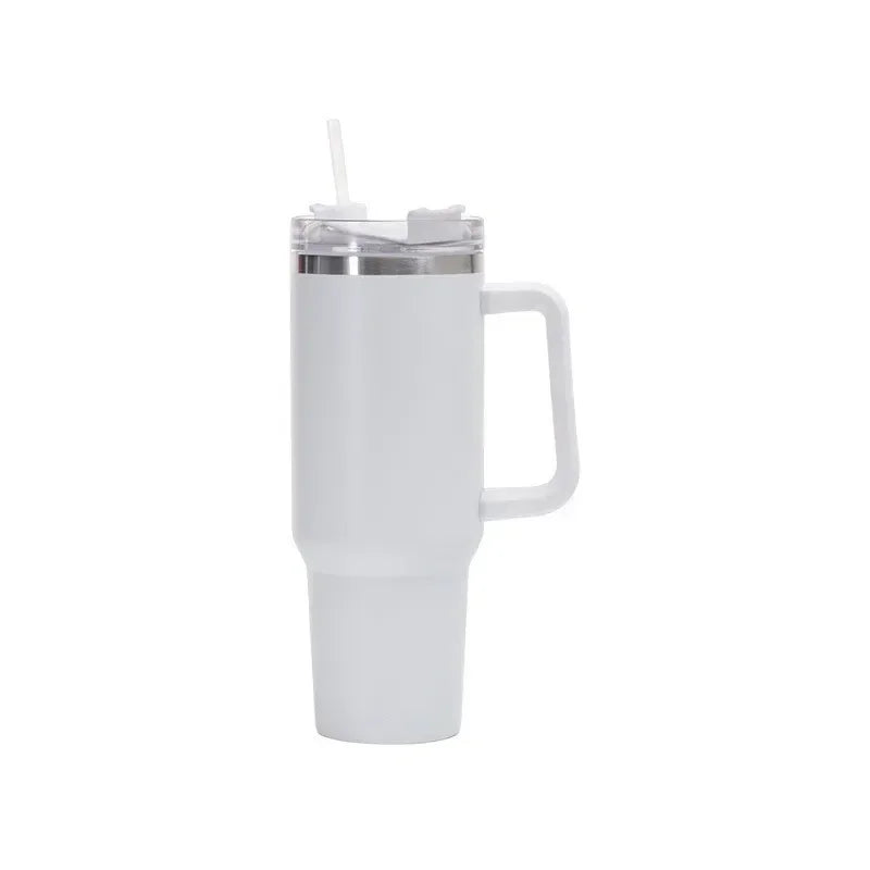 40oz Stainless Steel Car Cup Large Capacity Water Cup with Handle and Straw Double-walled Insulated Travel Mug Holiday Gifts