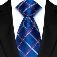 New Design Plaid & Checks 8cm Tie Red Blue Jacqurd Weave Neckties For Men Business Wedding Cravat Accessories Neck Ties Gifts