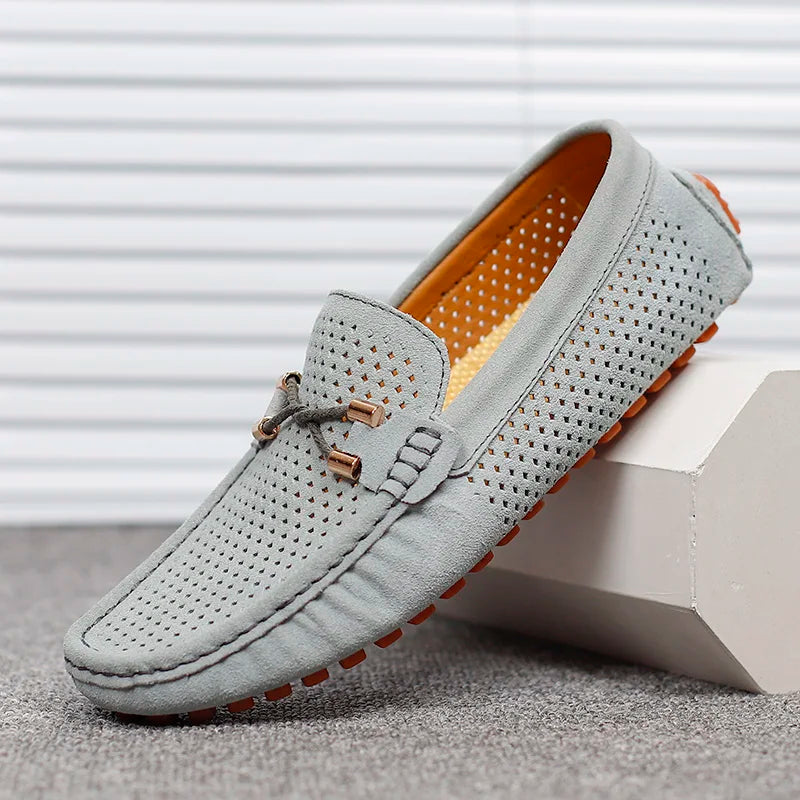 YRZL Men Loafers Casual Slip on Shoes Soft Hollow Leather Lightweight Loafers Man Breathable Comfortable Driving Shoes for Men