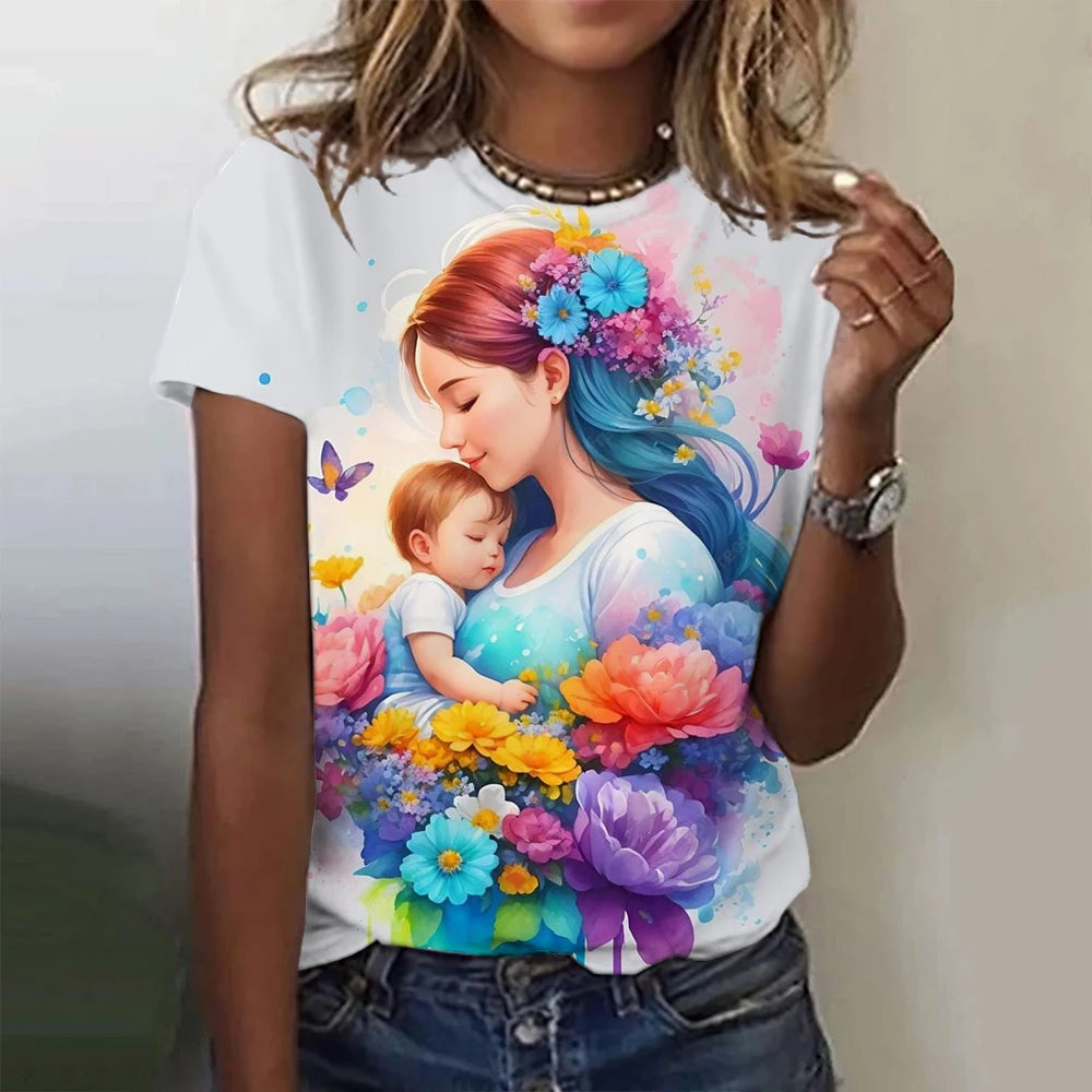 Mother's Day gift Top Women's T-shirt For Women The Best Mom 3D Printed T-Shirt Summer Casual Short Sleeve Women's Clothing