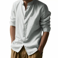 Mens Casual Long Sleeve Cotton Shirts Buttons Down Solid Plain Sleeve Summer Beach Shirts Lightweight Streetwear
