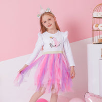 DXTON Princess Kids Dress Heart Sequined Girls Dress Winter Long Sleeve Children Clothing Tutu Flare Sleeve Kids Party Dresses