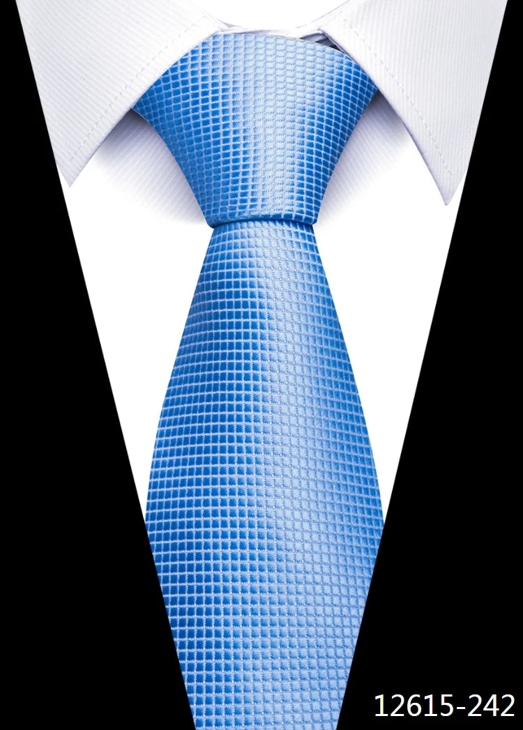 Newest Style 8 cm Necktie Man Blue Golden Striped Wedding Accessories Performance Tie Men Necktie Gravatas Fit Business