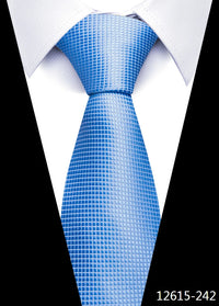 Newest Style 8 cm Necktie Man Blue Golden Striped Wedding Accessories Performance Tie Men Necktie Gravatas Fit Business