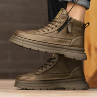 Men's high top boots new casual fashion comfort casual boots wear-resistant height increasing versatile high top workwear boots
