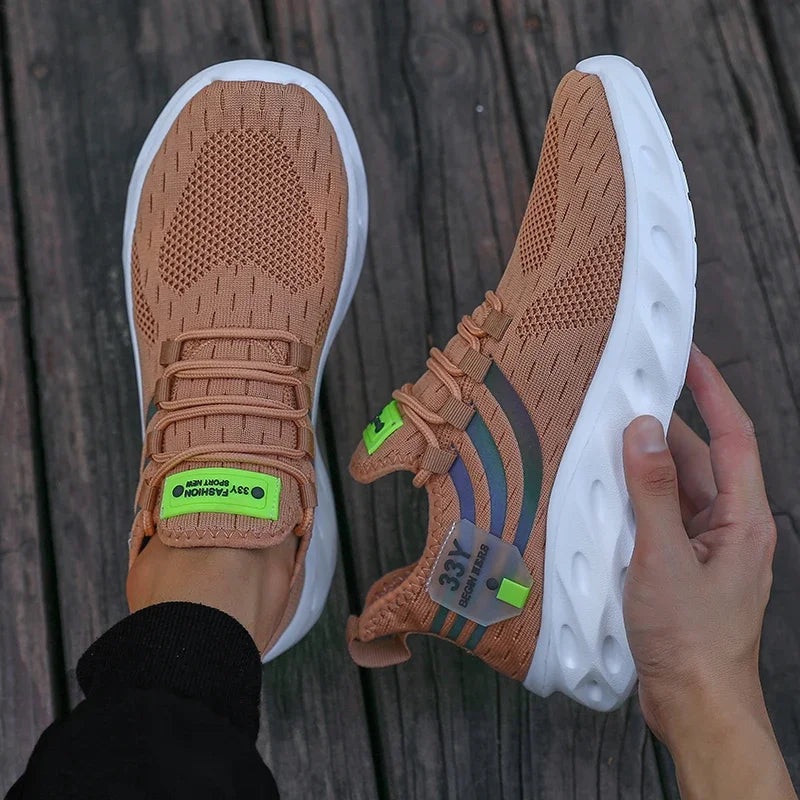 Men's Summer Breathable Mesh Shoes Lightweight Non Slip Knit Running Sneakers Trendy Aesthetic Focused Jogging Basketball Shoes