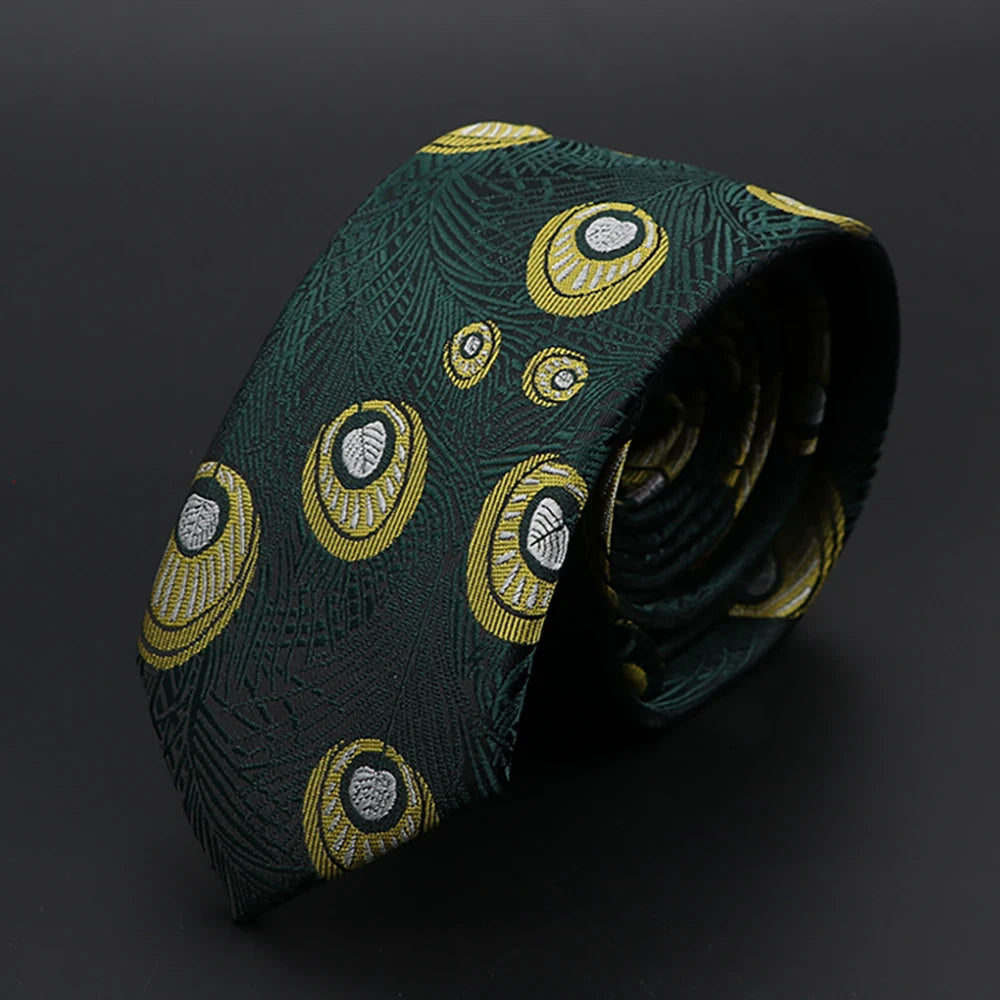 New Men Ties Solid Color Stripe Print Floral 6cm Jacquard Business Neckties Narrow Skinny Tie Wedding Prom Daily Wear Accessory