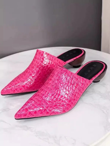 Sandals New European American Lady Slides Sexy Pointed Toe Ball Heel Slippers All Matched Women Summer Shoes Female Mules Shoe