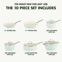 Padova Ceramic Non-Stick 10-Piece Cookware Set, Light Blue