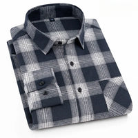 New in shirt fashion korean popular 40%cotton long-sleeve shirts for men slim fit plain shirt streetwear Casual plaid clothes