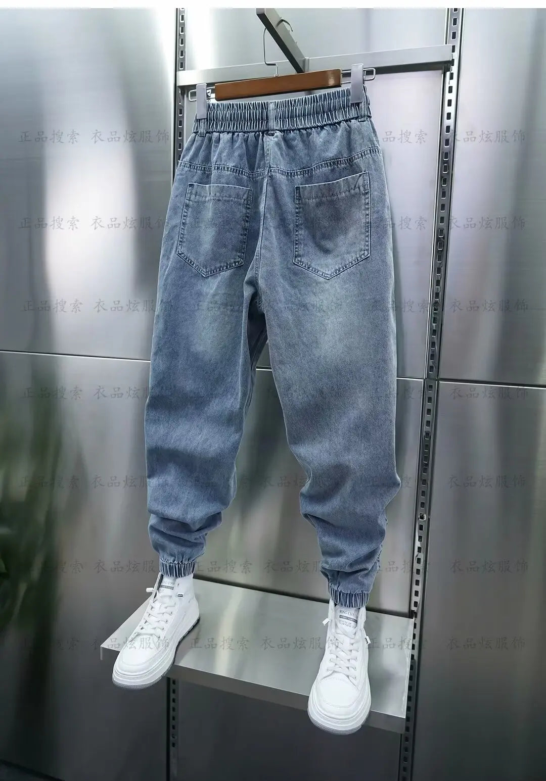 Men's Jeans Fashion Casual Jogger Harem Denim Pants Hip Hop elastic waist Letter printing jeans Male Trousers 2024 spring new