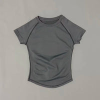 HISTELLO Sport Short Sleeve Top Women Gym Yoga Top Workout Clothes Sports T Shirt Fitness Activewear Running Tight Tops