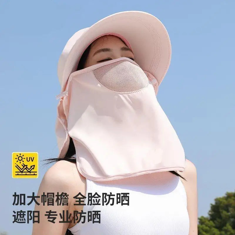 2025 Summer Wide Brim UPF 50+ Sun Hat With Face Cover - Full Coverage UV Protection Bucket Hat -Outdoor Beach Travel