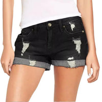 Denim Shorts for Women High Rise Ripped Distressed Jean Shorts And Pockets Summer Casual Cuffed Hem Non Stretchy Denim Shorts