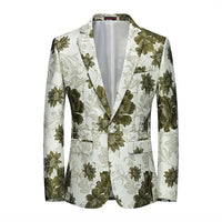 New Men Fashion Flower Suit Luxury Jacquard Jacket Homme Wedding Ball Party Single Button Blazer Singer Stage Performance Coat