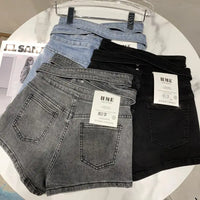 2023 Summer New Design High Waist Back Cross Wide Leg Denim Shorts Women Short Jeans Streetwear Women GB426