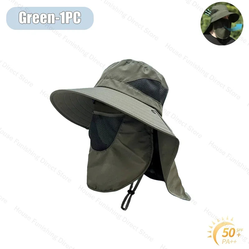Wide Brim Sun Hat Unisex UPF 50+ UV Protection Outdoor Fishing Cap Breathable Summer Beach Hat For Men Women Hiking Camping New