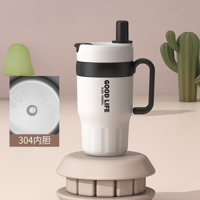 304 Stainless Steel Insulated Water Bottle 620/720ml Car Ice Cup Thermos Straw Cup Coffee Tumbler Cold and Hot Vacuumm Cup