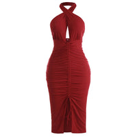 Women's New Fashion women Spring Summer open back wrap chest tight dress elegant befree