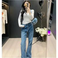 Design Inspired Wide Leg Jeans for Women in Spring 2025 New Vertical Straight Leg Pants
