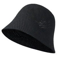 New Summer Beach Solid Wide Brim Bucket Hat For Women Hollow Breathable Sunshade Outdoor Girls Travel Panam Fisherman Cap Gift