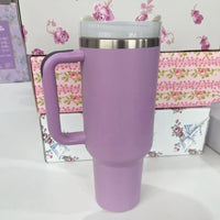 Stainless Steel Vacuum Insulated Car Cup with Dual Straw Lid, Thermal Icy Travel Handle 40oz New