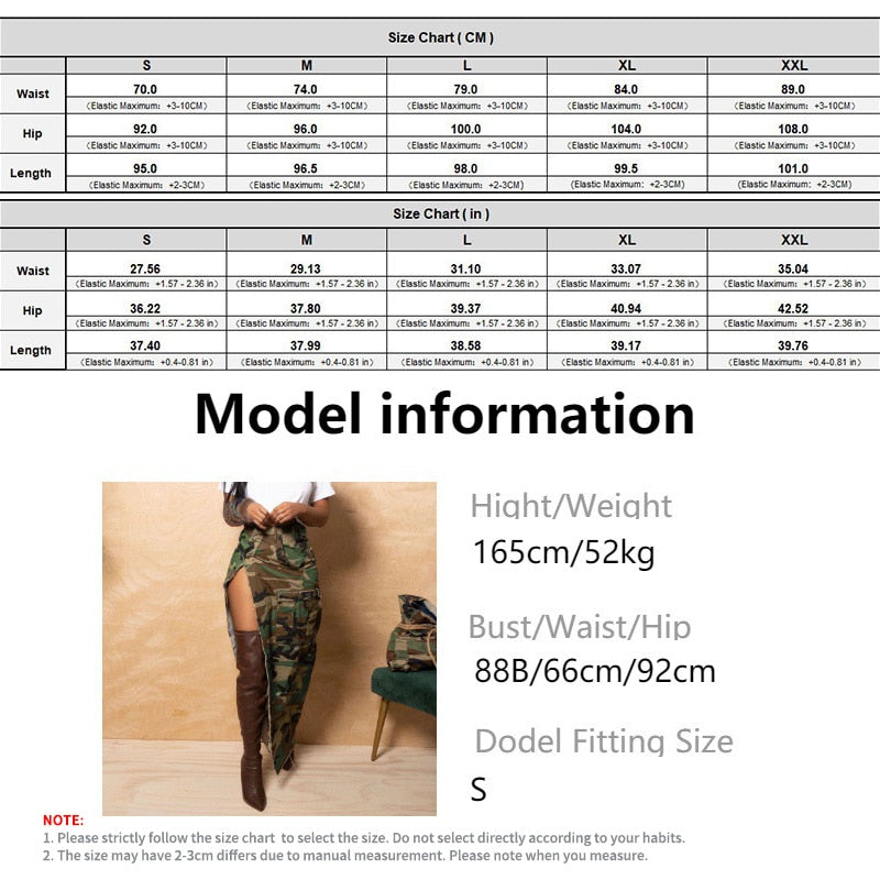 Stigende Women Sexy High Split Camouflage Skirt Army Green Ripped Irregular Skirt Spliced Color Pocket Button Long Maxi Skirt