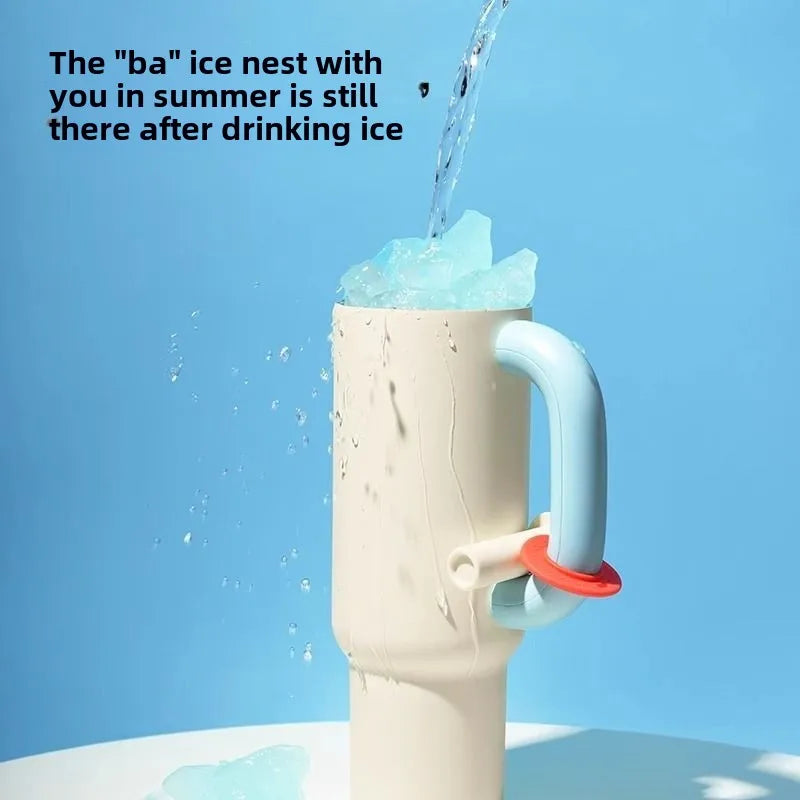 Stylish 304 Stainless Steel Straw Insulated Ice Cup - Thick, Portable Handle Design for Trendy Hydration