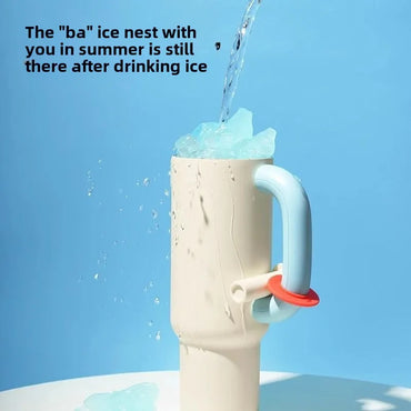 Stylish 304 Stainless Steel Straw Insulated Ice Cup - Thick, Portable Handle Design for Trendy Hydration