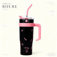 1200ml 304 stainless steel insulated cup, ice cup, large capacity portable straw cup, can keep hot water and can keep ice