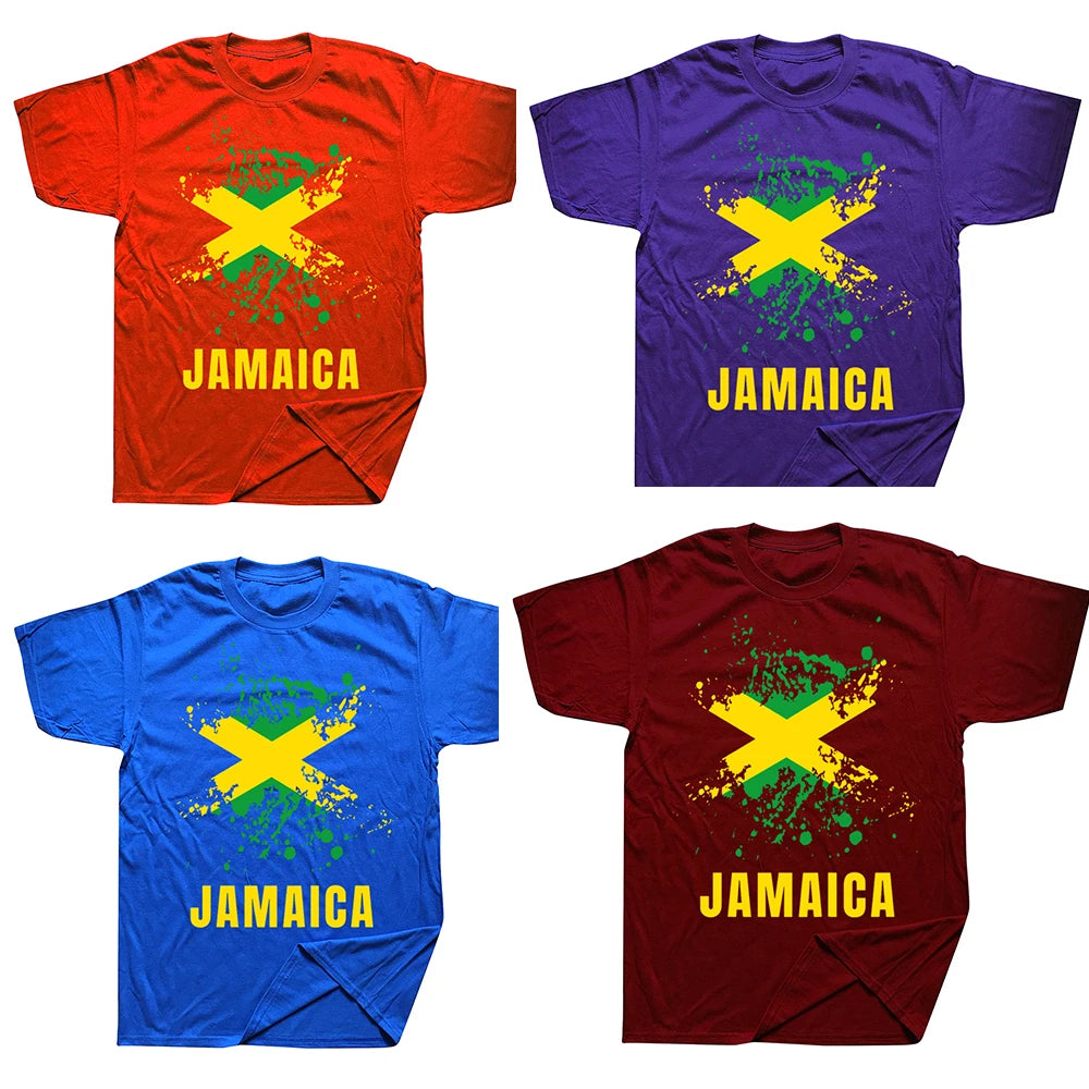 Jamaica Retro Vintage Sport Jamaican Flag T Shirts Graphic Cotton Streetwear Short Sleeve Birthday Gifts T-shirt Mens Clothing