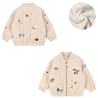 Children's coats for autumn and winter ks new collection Girls' embroidered sequined thickened wool jacket flight suit coat