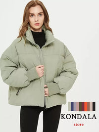 KONDALA Autumn Winter Women Jackets Thicken Streetwear Oversized Parkas Long Batwing Sleeve Pockets Fashion 2023 Female Coats