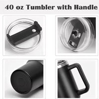 40oz 304 stainless steel vacuum insulated water cup with handle, straw cover, car portable sports travel cup leak proof design