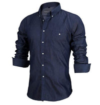 VISADA JAUNA 2019 Men‘s Solid Color Long-Sleeved Shirt  Slim Fit  Fashion Business Casual Male Shirts Big Size 2XL N5040