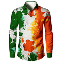 New men's clown pattern 3D printed shirt with clover high-quality fashion casual long sleeved shirt and lapel top