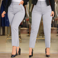 Women Pants High Waist Solid Pockets Pencil Pants Ankle Length Slim Fit Office Lady Zipper Flat Summer 2024 Slight Strech