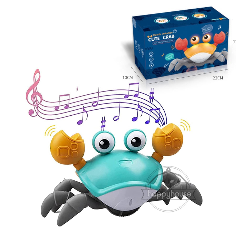 Crawling Crab Baby Toys with Music LED Light Up Musical Toys for Toddler Automatically Avoid Obstacles Interactive Toys for Kids