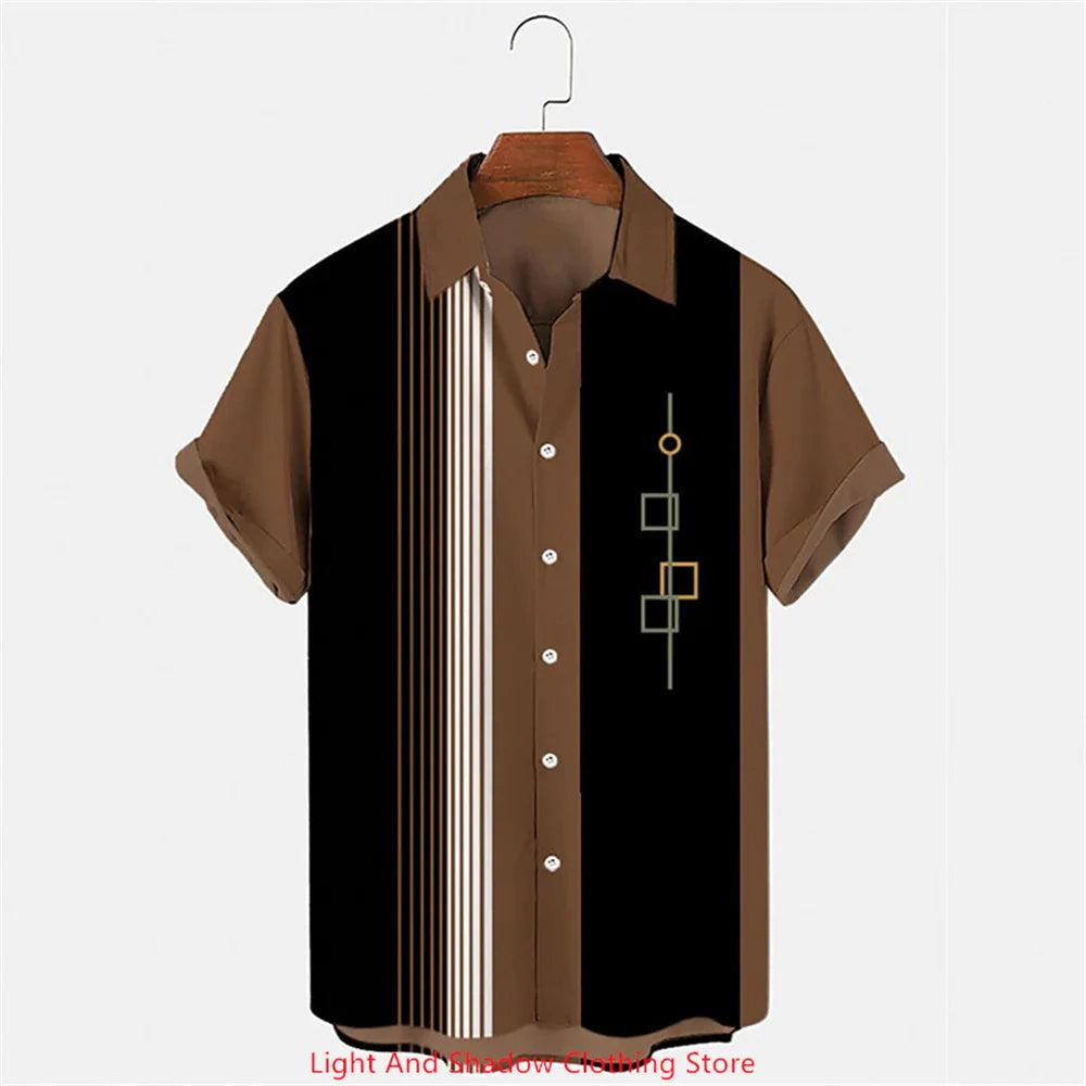 Men's button up shirt short sleeved sports fashion streetwear outdoor casual daily summer spring collar printed button up shirt