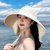 Fisherman Hat Wide Brim Sun Hat Shawl Neck Flap UV Protection Outdoor Travel Beach Hat Women Accessories Summer