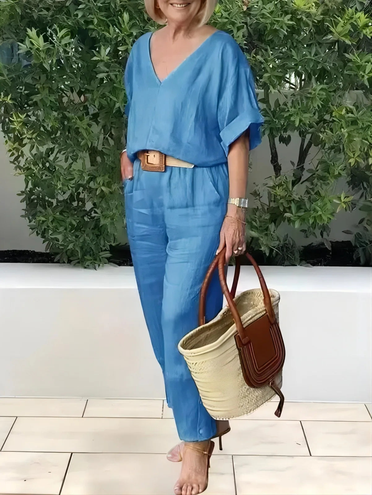 2024 Women's Fashion Casual Summer Multi-Color V-Neck Loose Cotton And Linen Suit New In Matching Sets For Women 2 Pieces